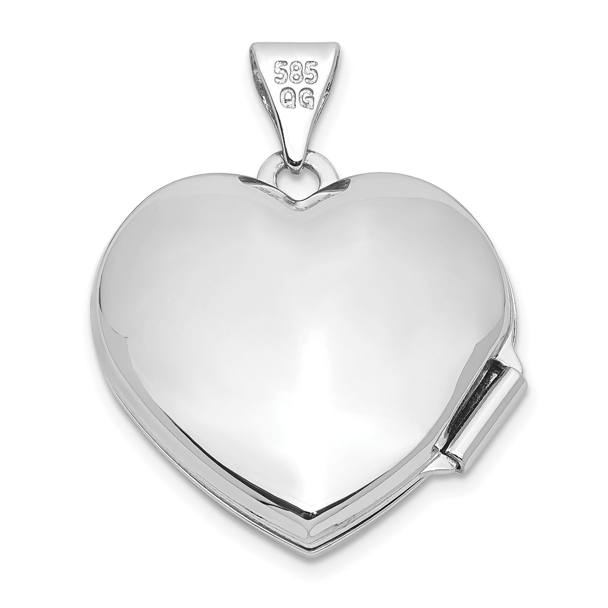 14k White Gold Heart Locket Pendant with Floral Design for Women