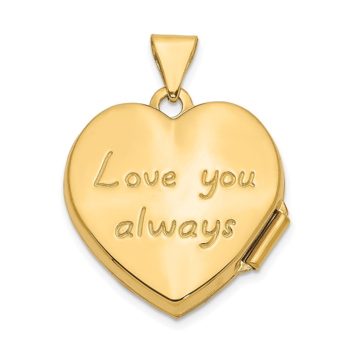 14k Yellow Gold Heart Locket Pendant with Floral Scrollwork, Romantic Keepsake Jewelry