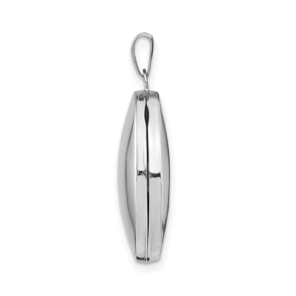 14k White Gold Oval Locket Pendant with Polished Finish, Classic Unengraved Design