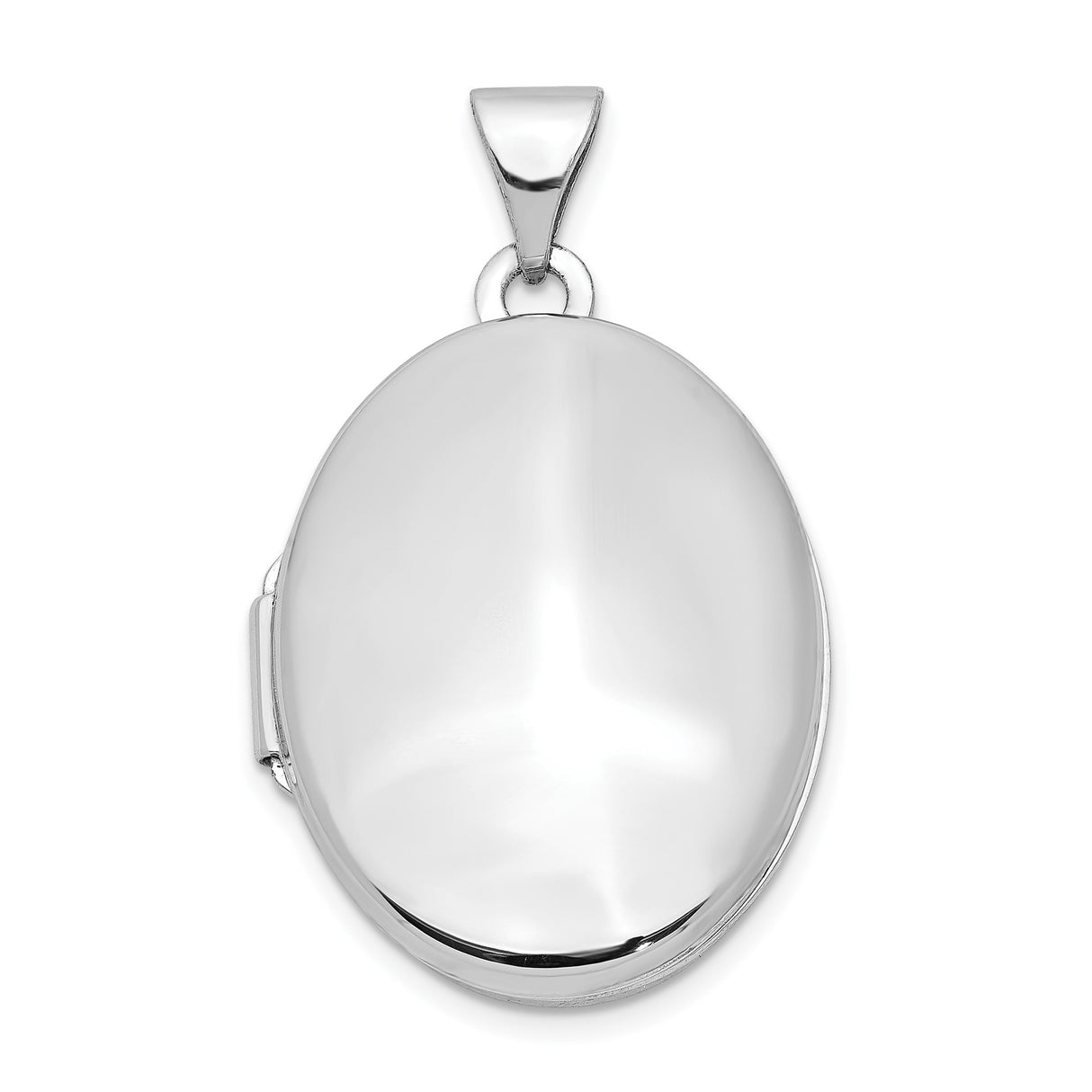 14k White Gold Oval Locket Pendant with Polished Finish, Classic Unengraved Design