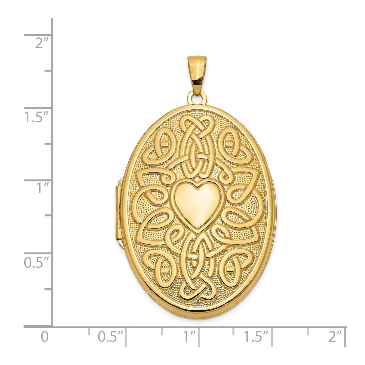 14k Yellow Gold Oval Locket Pendant with Celtic Heart Knot Design for Women
