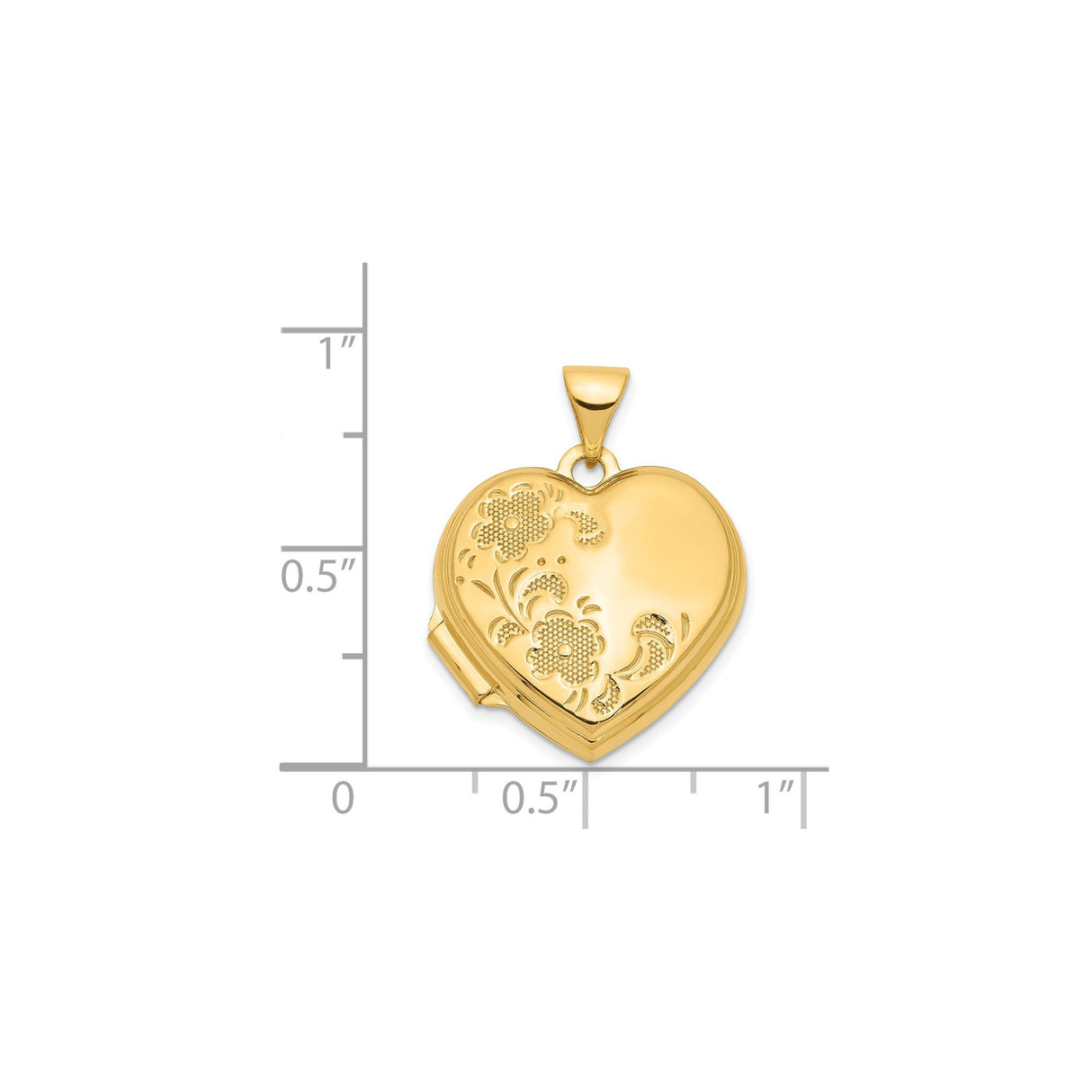 14k Yellow Gold Heart Locket Pendant with Floral Engraving, Romantic Keepsake Jewelry for Women