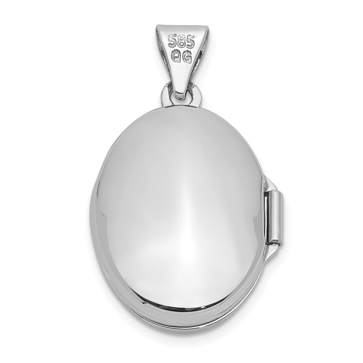14k White Gold Oval Floral Locket Pendant, Dainty Sentimental Jewelry for Women