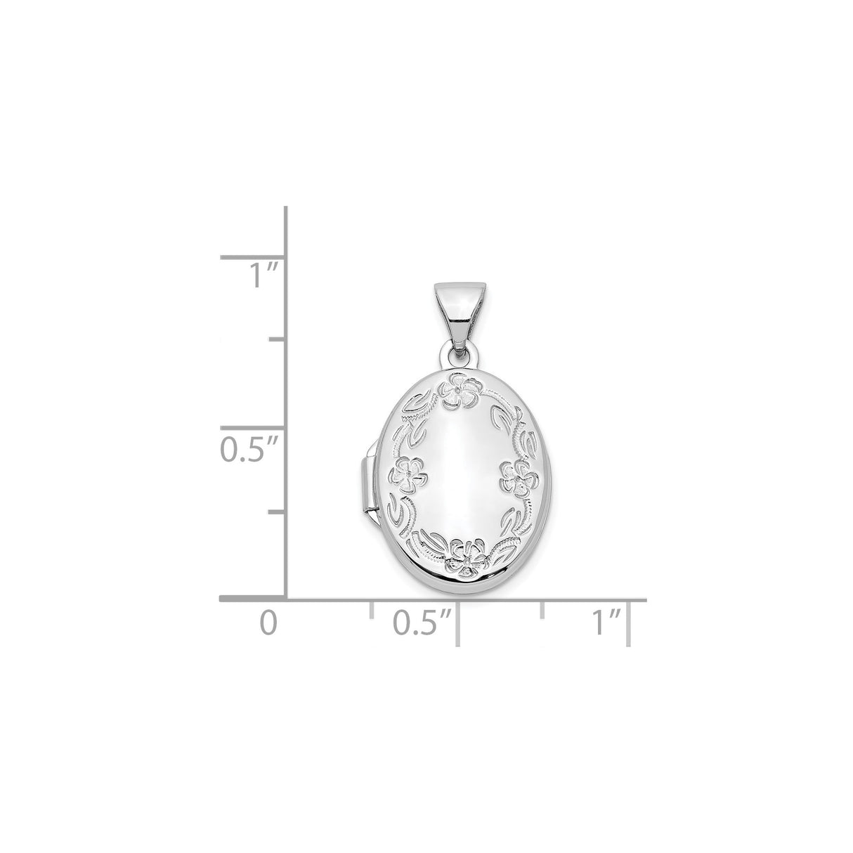 14k White Gold Oval Floral Locket Pendant, Dainty Sentimental Jewelry for Women
