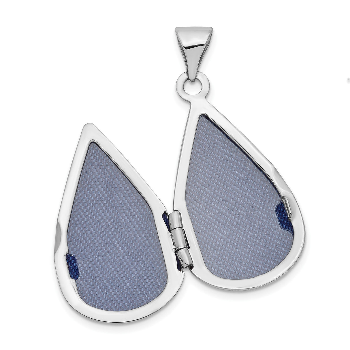 14k White Gold Teardrop Locket Pendant with Diamond Accent, Openable Keepsake Jewelry for Women