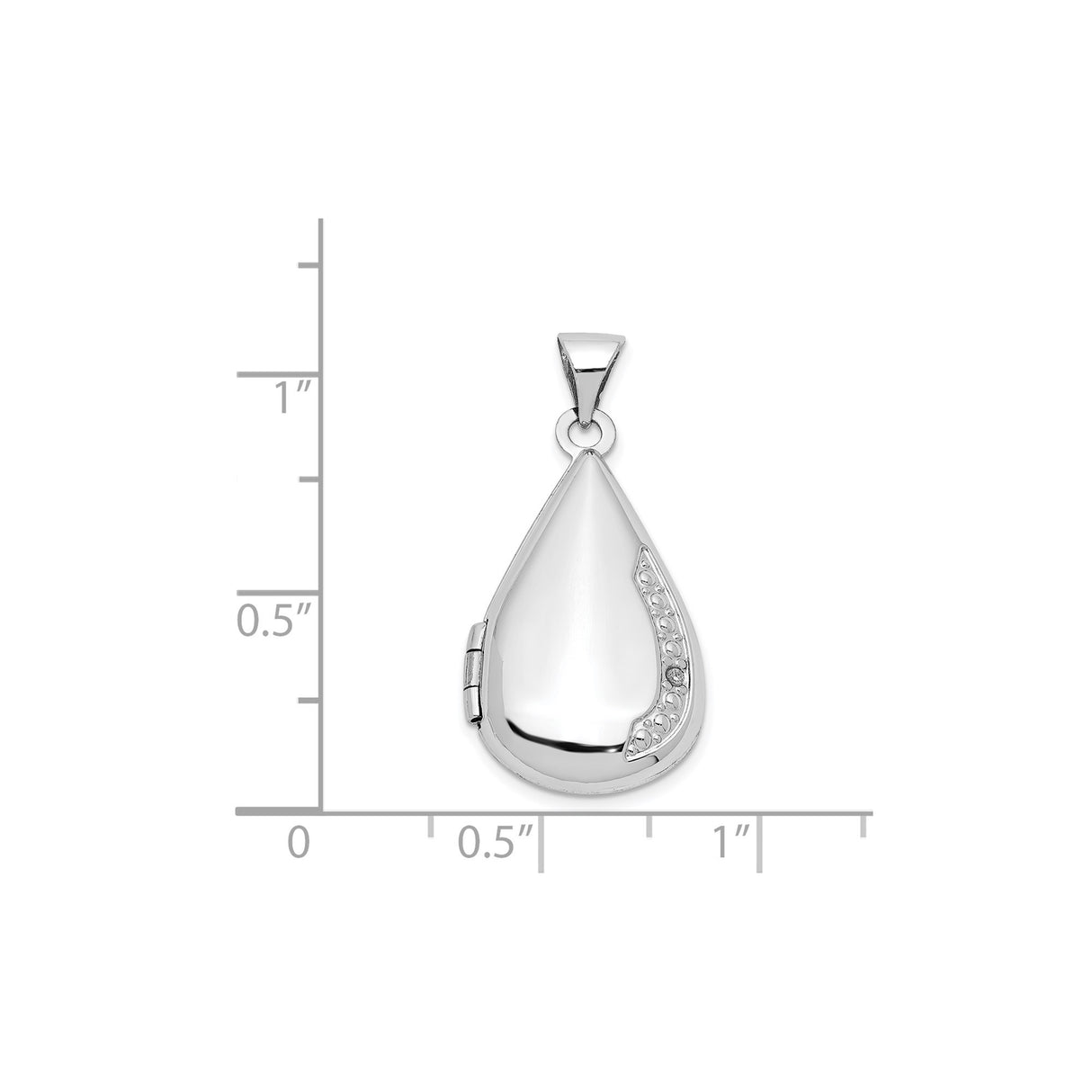 14k White Gold Teardrop Locket Pendant with Diamond Accent, Openable Keepsake Jewelry for Women