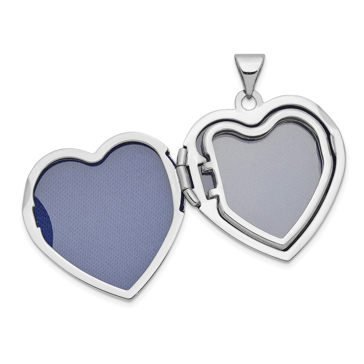 14k White Gold Heart Locket Pendant, Smooth Polished Classic Keepsake Jewelry for Women