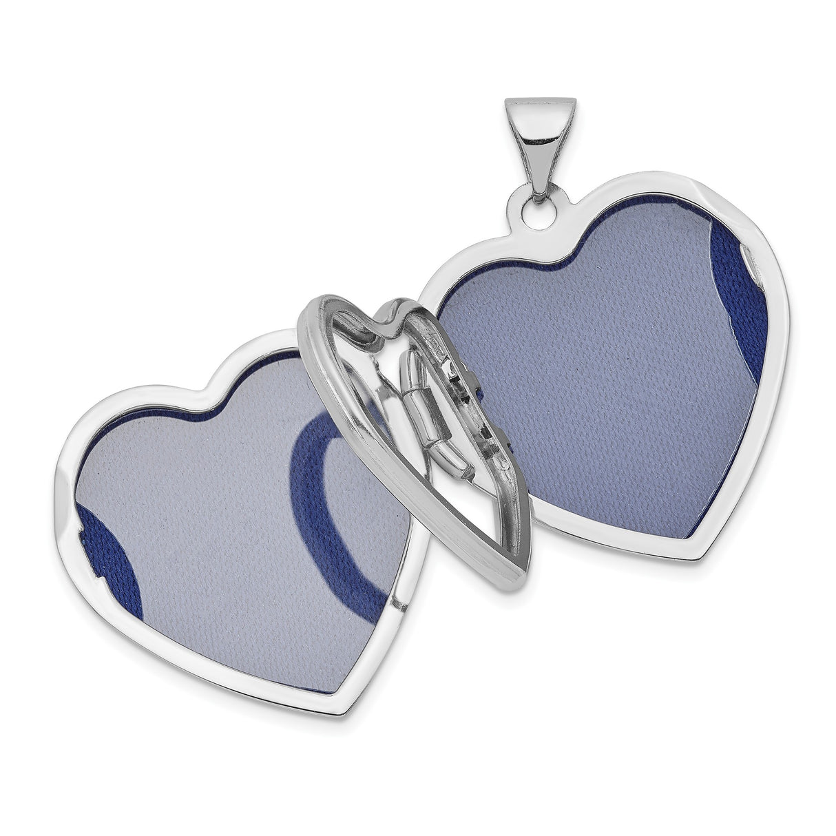 14k White Gold Heart Locket Pendant, Smooth Polished Classic Keepsake Jewelry for Women