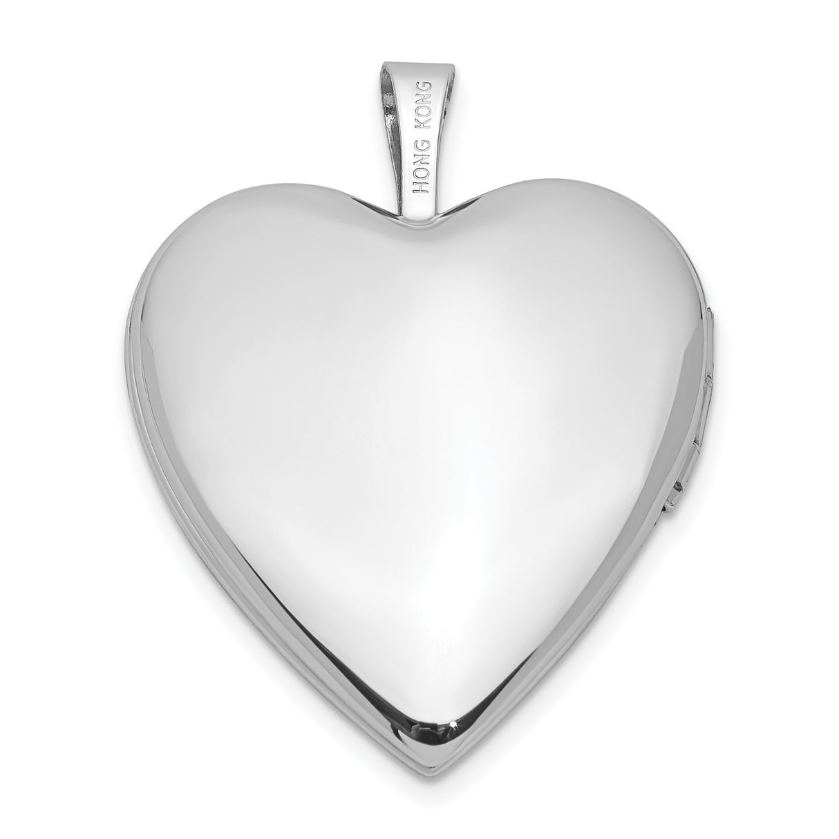 20mm Diamond Satin and Diamond-Cut Cross Heart Locket Charm Pendant in Real 14k White Gold
