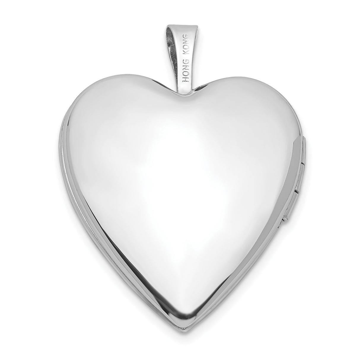 14k White Gold Heart Locket Pendant with Polished Finish, Sentimental Keepsake Jewelry for Women