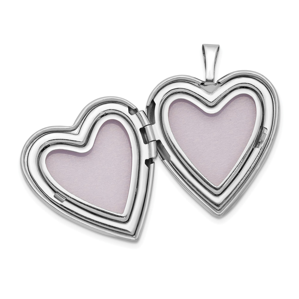 14k White Gold Heart Locket Pendant with Polished Finish, Sentimental Keepsake Jewelry for Women
