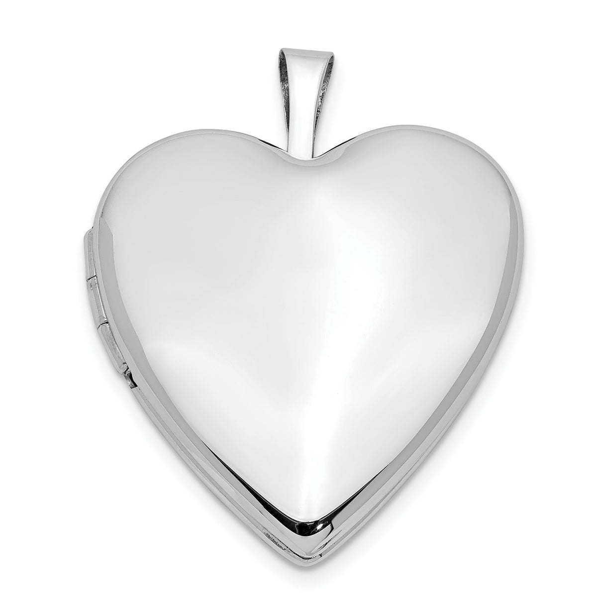 14k White Gold Heart Locket Pendant with Polished Finish, Sentimental Keepsake Jewelry for Women