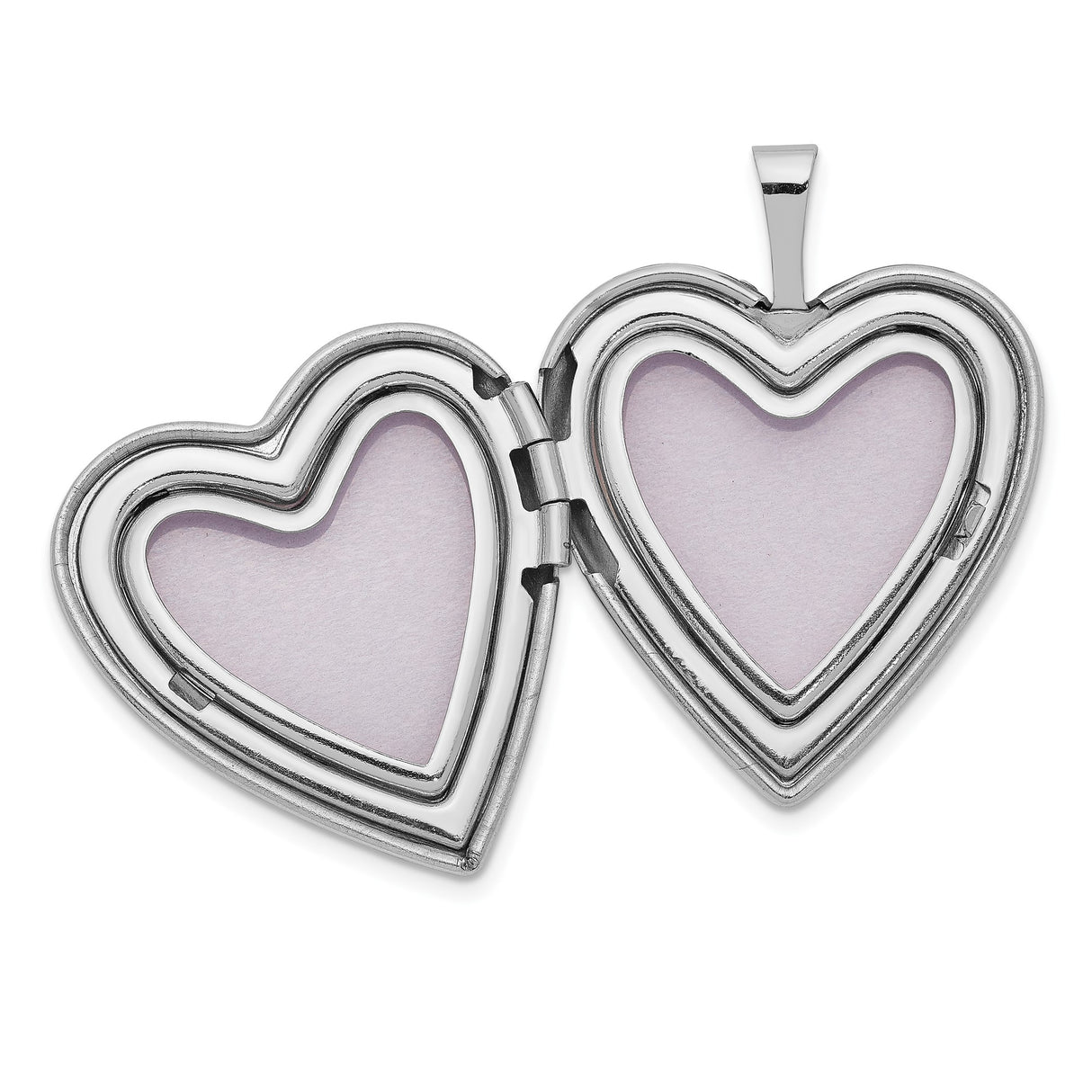 14k White Gold Heart Locket Pendant with Diamond and North Star Design