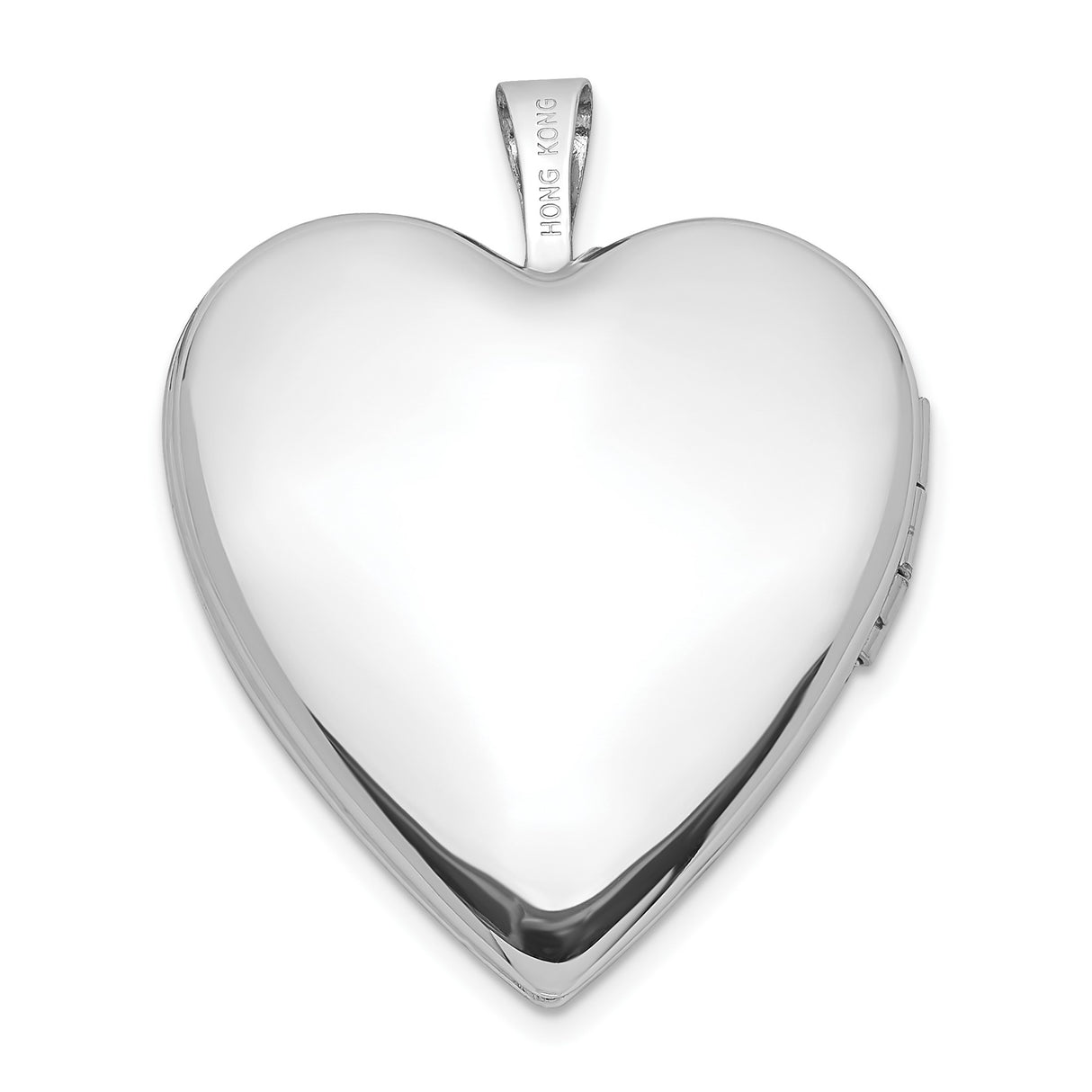 14k White Gold Heart Locket Pendant with Diamond Starburst Engraving