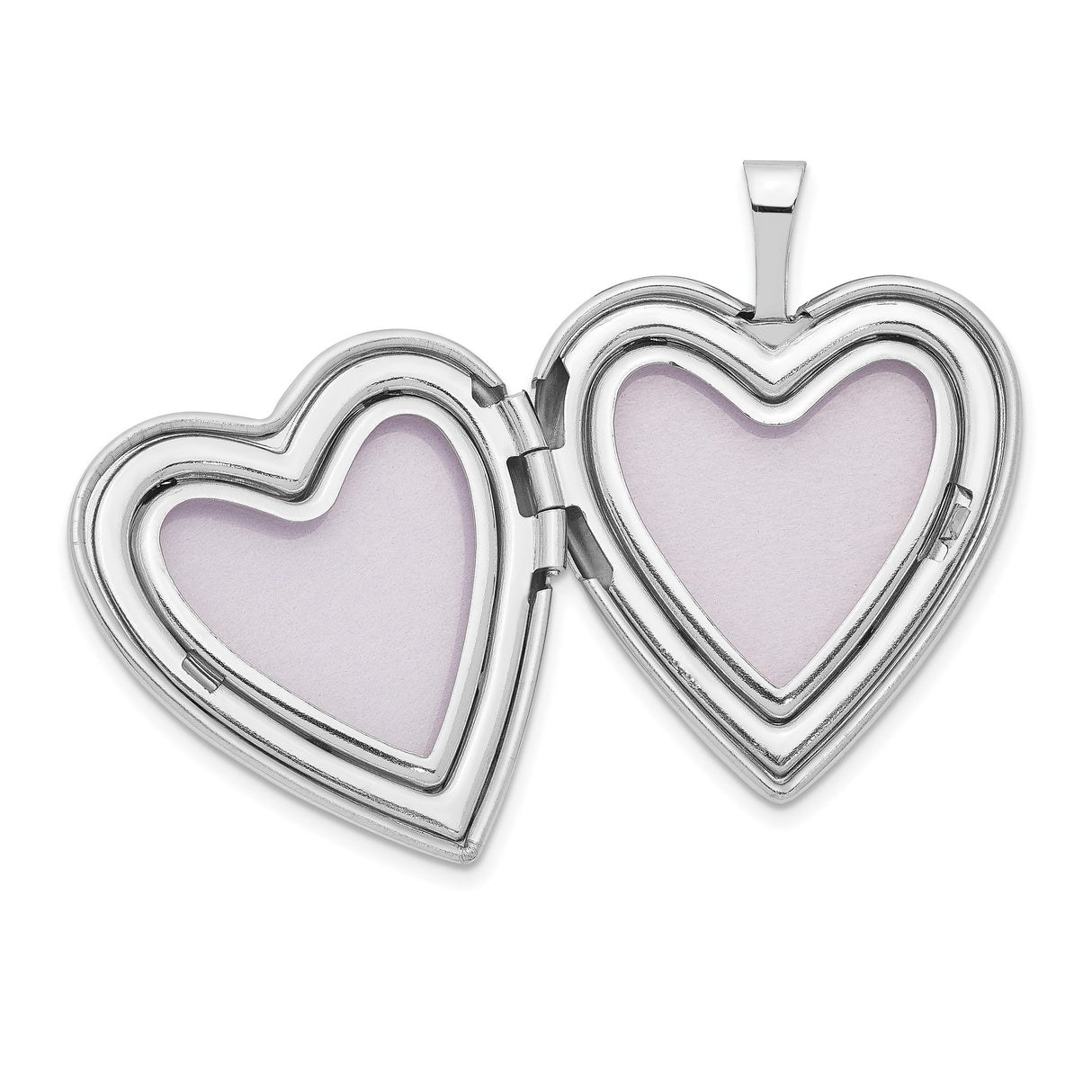 14k White Gold Heart Locket Pendant with Diamond Starburst Engraving