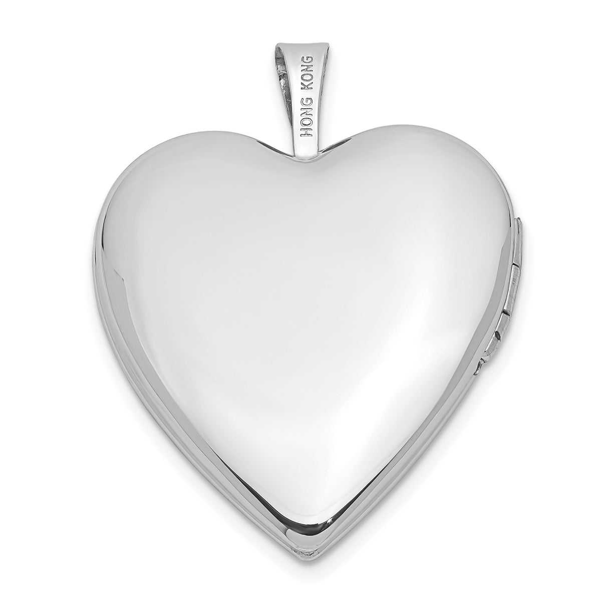 14k White Gold Heart Locket Pendant with Diamond Accent and Scroll Engraving