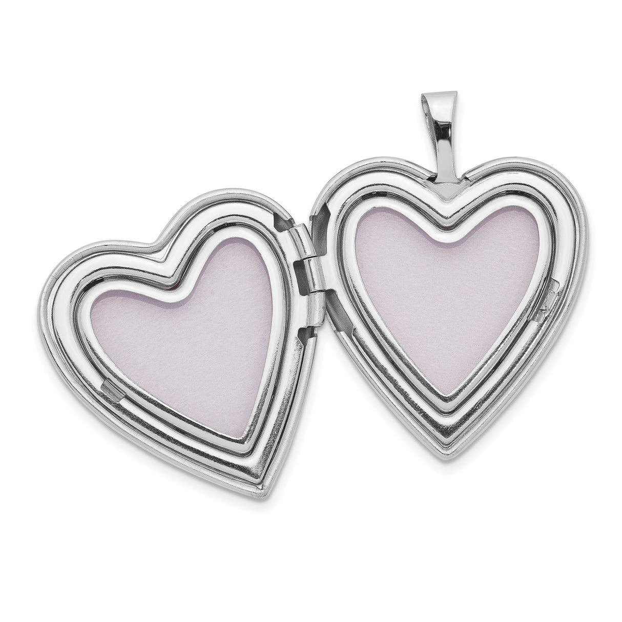 14k White Gold Heart Locket Pendant with Diamond Accent and Scroll Engraving