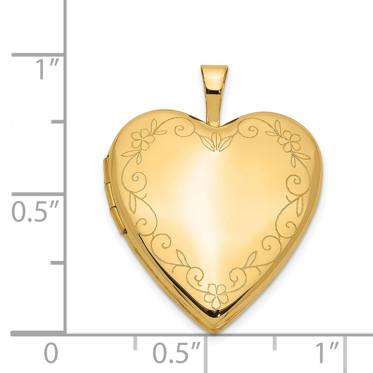 14k Yellow Gold Heart Locket Pendant with Floral Design, Vintage Romantic Jewelry for Women
