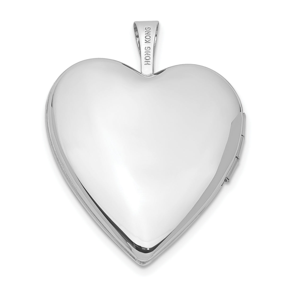 14k White Gold Heart Locket Pendant with Floral Engraving and Scrollwork for Women