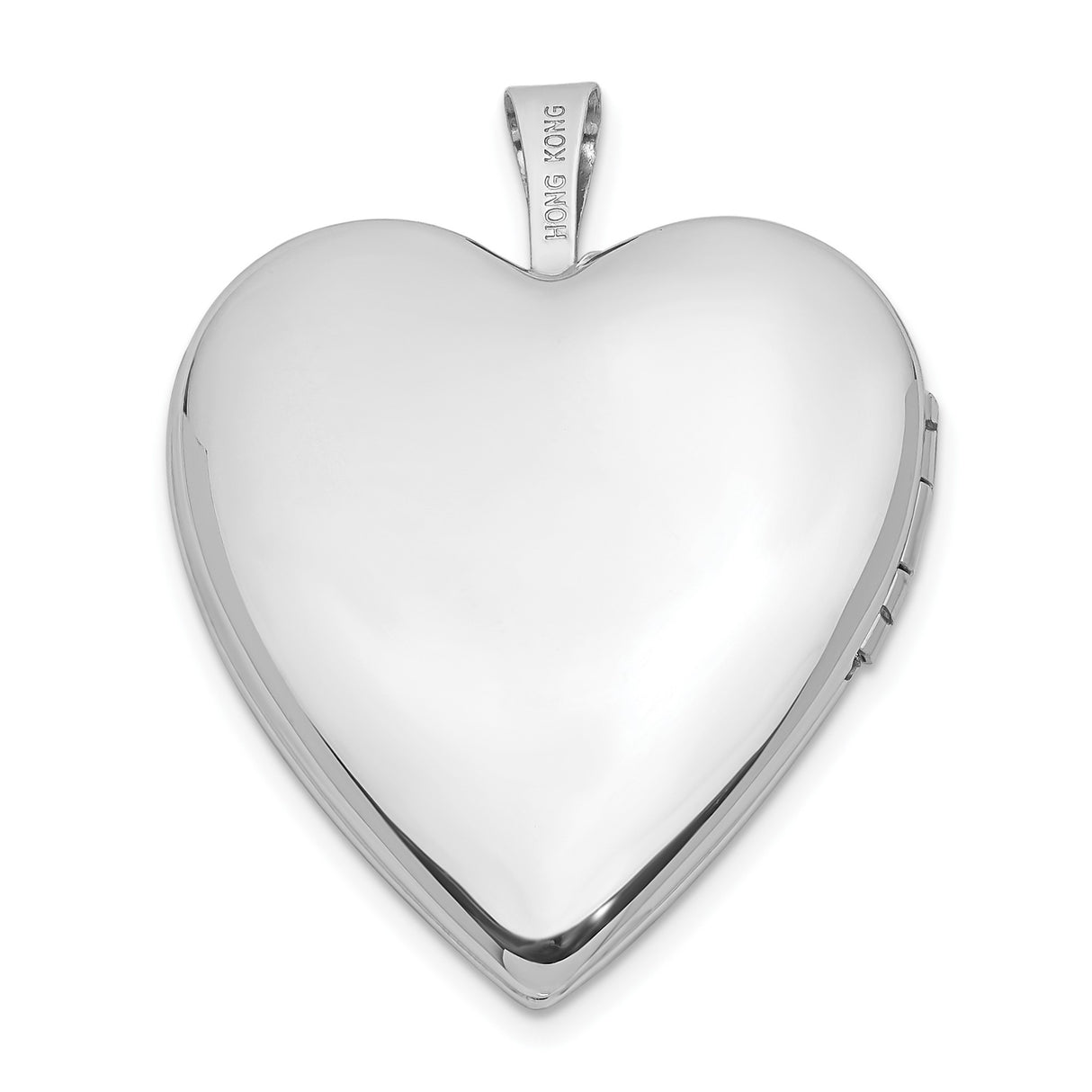 14k White Gold Heart Locket Pendant with Pink Rose and Love Message for Women