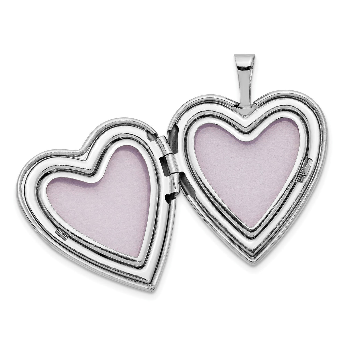 14k White Gold Heart Locket Pendant with Pink Rose and Love Message for Women