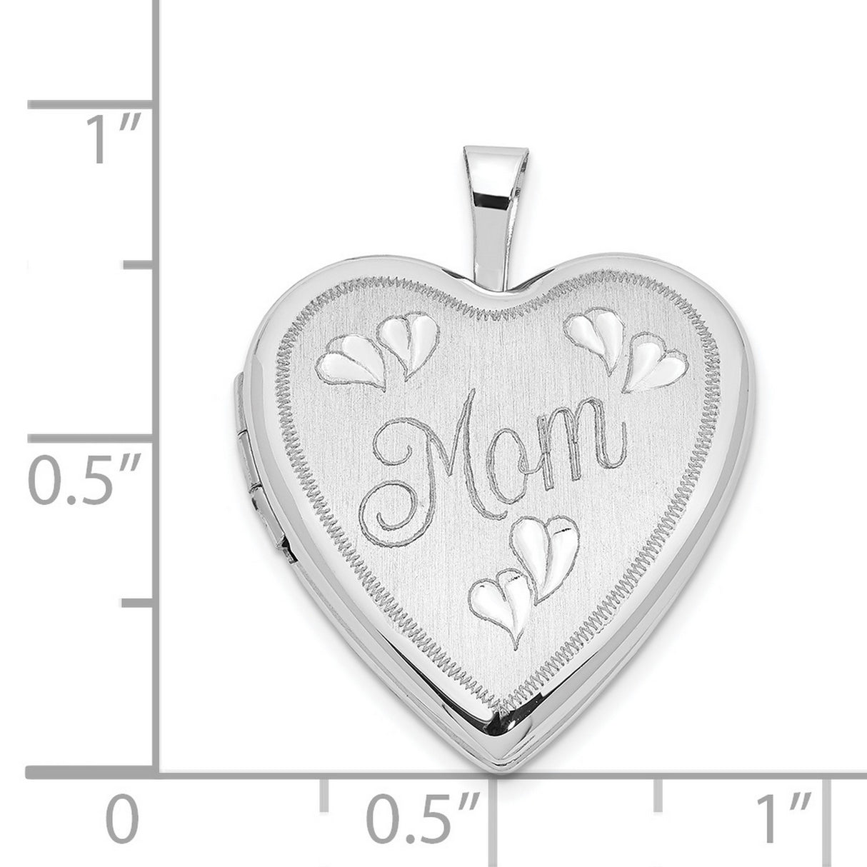 14k White Gold Heart Locket Pendant with Mom and Hearts, Sentimental Keepsake Jewelry for Women