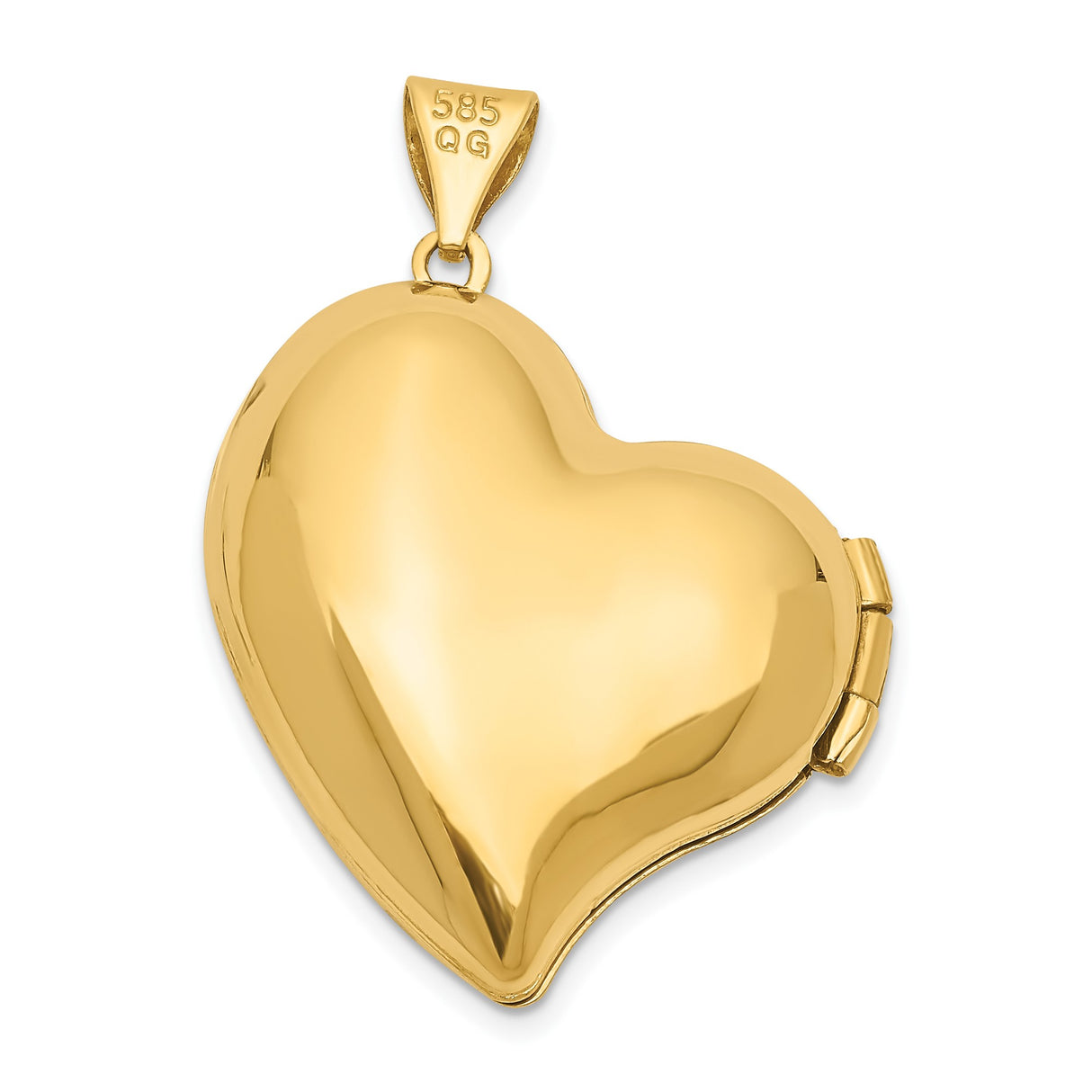 14k Yellow Gold Heart Locket Pendant with Floral and Swirl Engraving, Openable Photo Charm