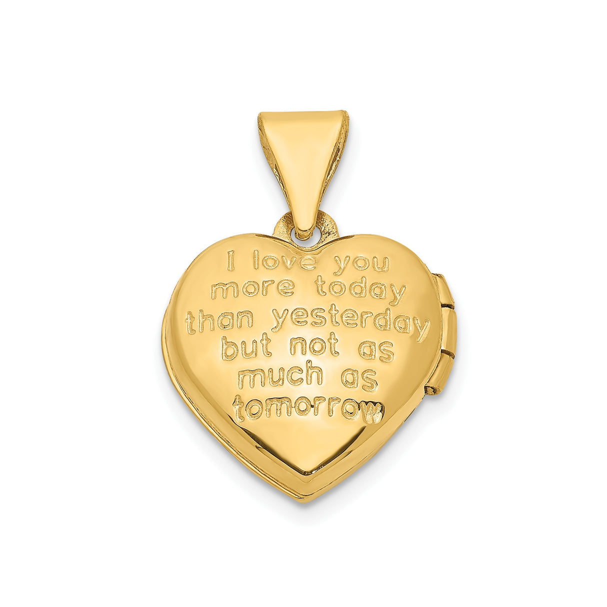 14k Two-Tone Gold Heart Locket Pendant with Diamond Accents and Love Engraving