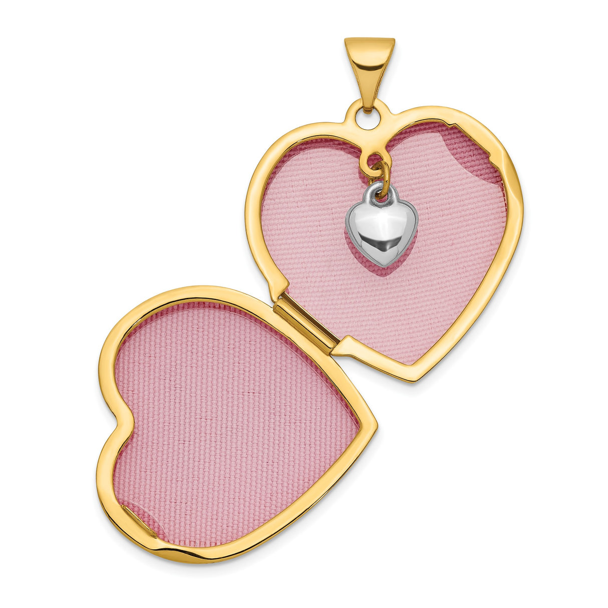 14k Two-Tone Gold Heart Locket Pendant with Diamond Accent, Always in My Heart Engraving