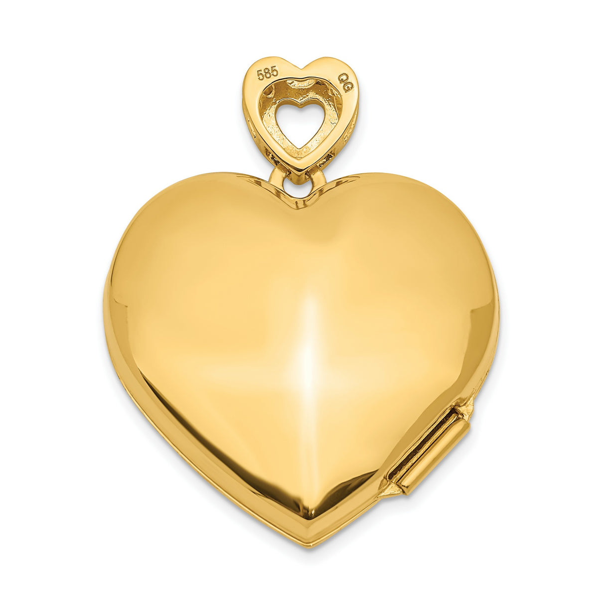 14k Yellow Gold Heart Locket Pendant with Diamond and Red Enamel Filigree Design