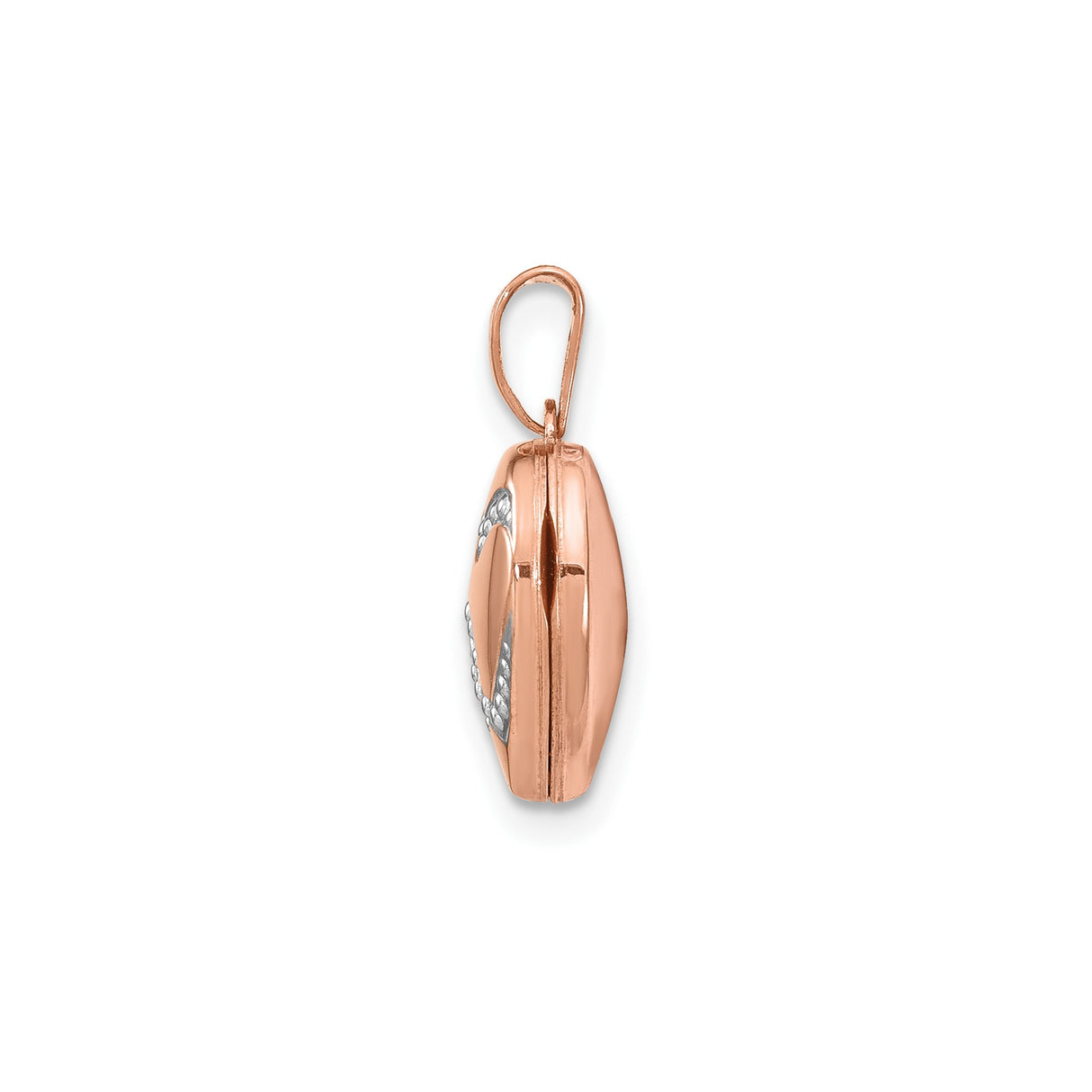 14k Rose Gold Heart Locket Pendant with Infinity Symbol and Dotted Detailing