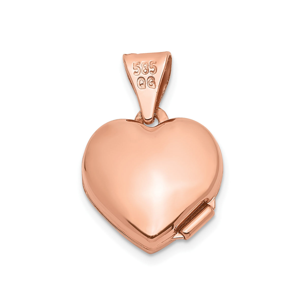 14k Rose Gold Heart Locket Pendant with Infinity Symbol and Dotted Detailing