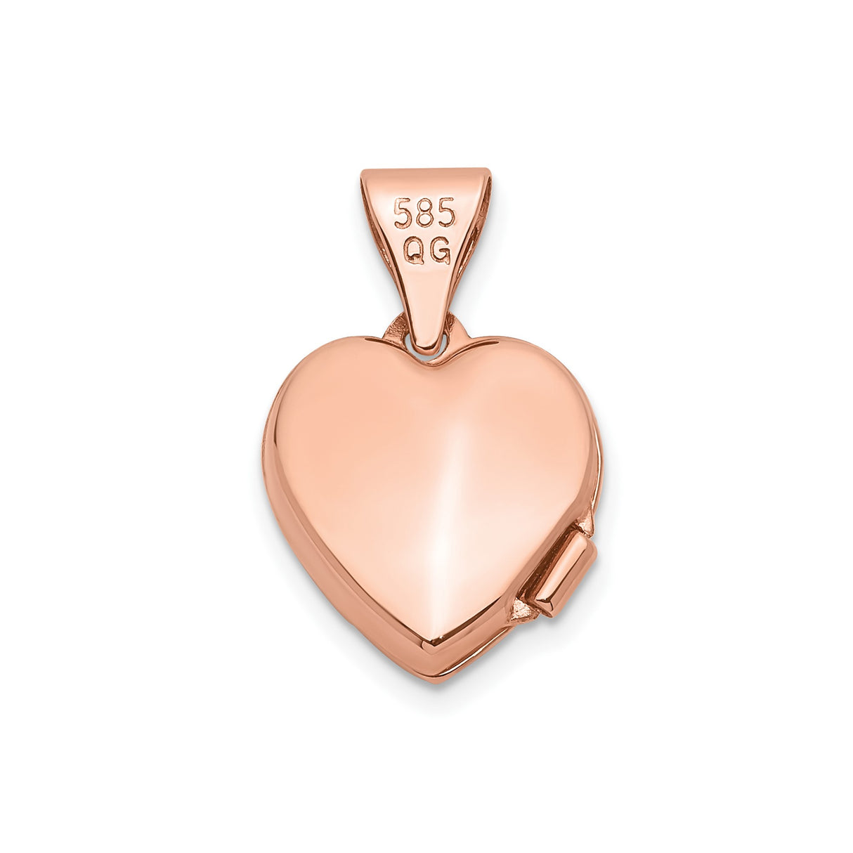 14k Rose Gold Heart Locket Pendant, Polished Sentimental Jewelry Keepsake for Women