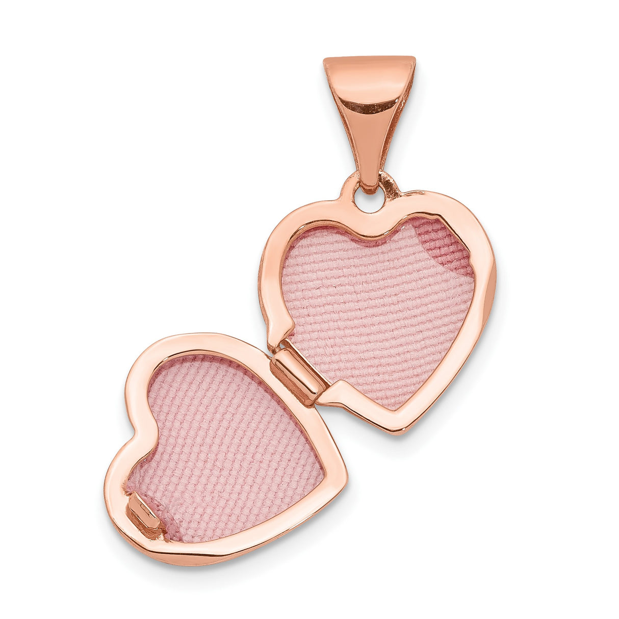 14k Rose Gold Heart Locket Pendant, Polished Sentimental Jewelry Keepsake for Women