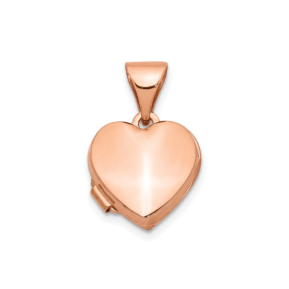14k Rose Gold Heart Locket Pendant, Polished Sentimental Jewelry Keepsake for Women