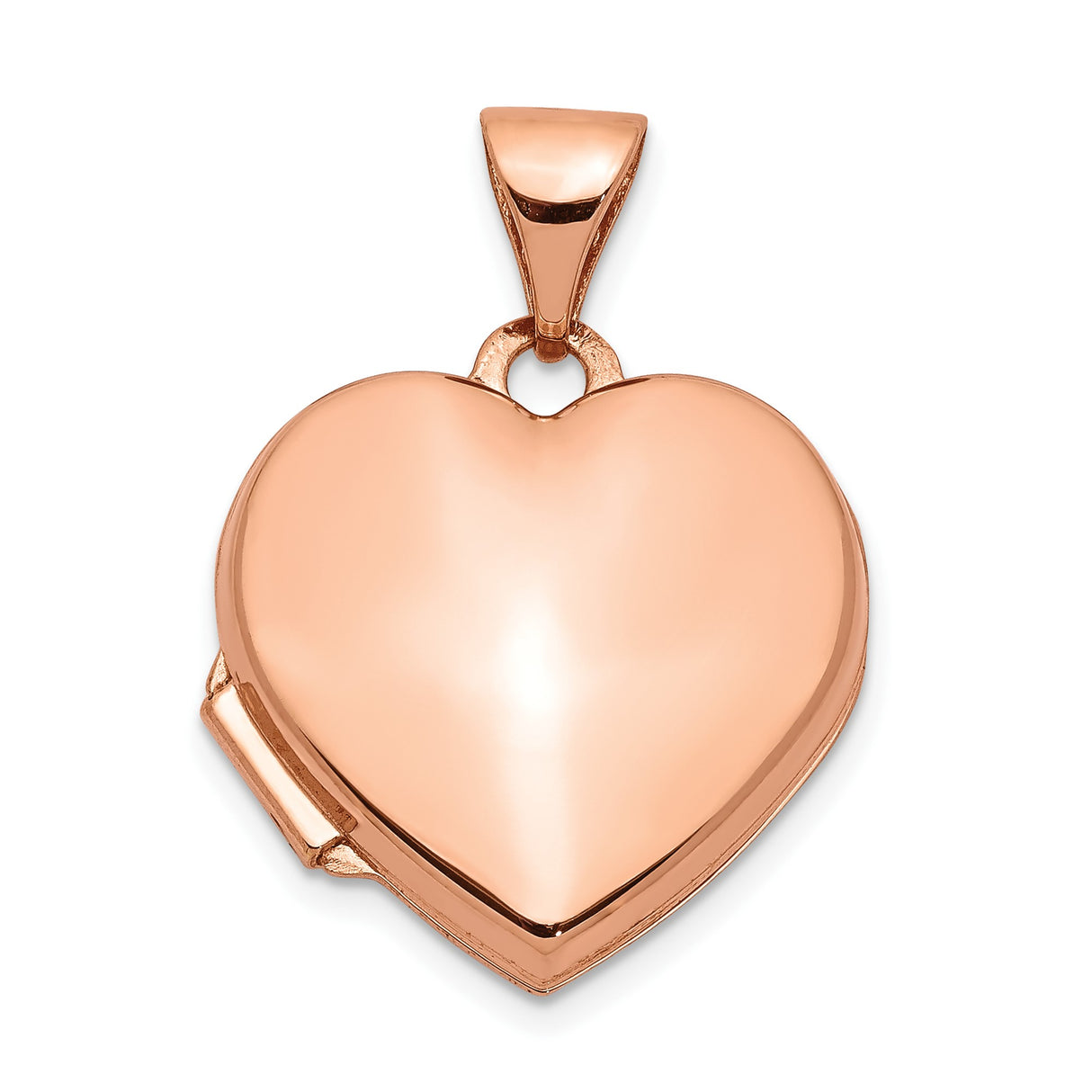 14k Rose Gold Heart Locket Pendant, Polished Sentimental Keepsake Jewelry for Women
