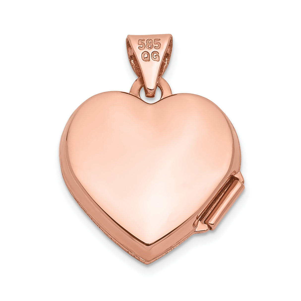14k Rose Gold Heart Locket Pendant with Diamond Starburst Design, Openable Photo Keepsake