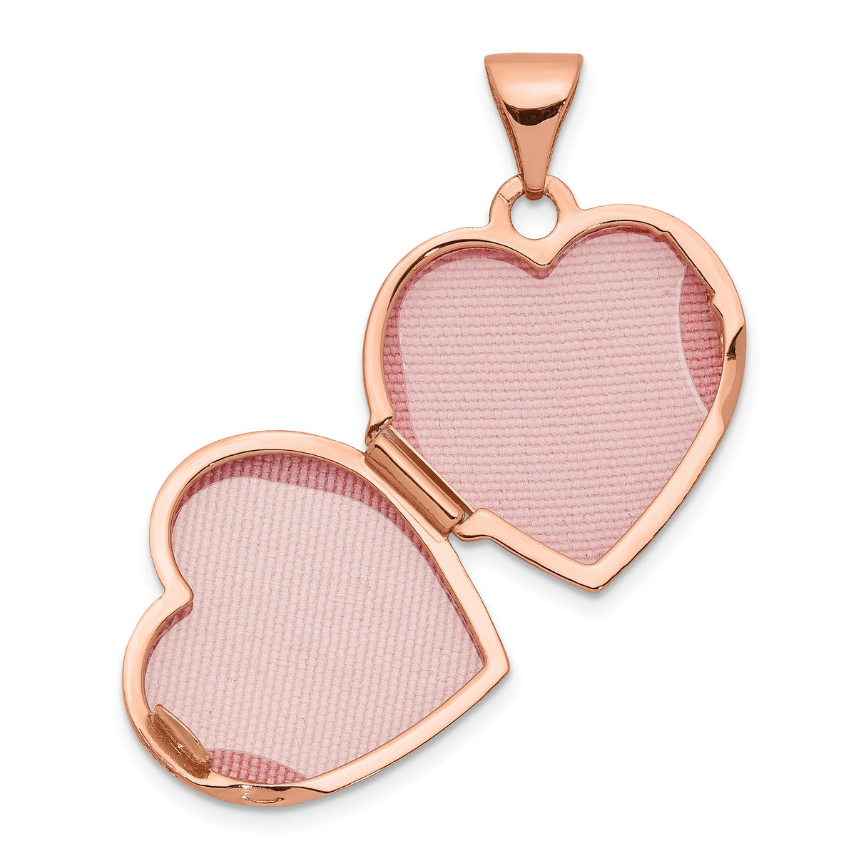 14k Rose Gold Heart Locket Pendant with Diamond Starburst Design, Openable Photo Keepsake