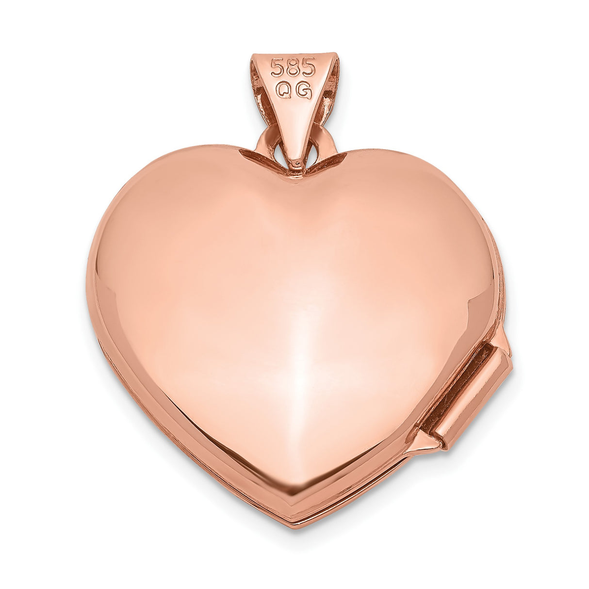 14k Rose Gold Heart Locket Pendant with Polished Finish, Classic Romantic Keepsake Jewelry for Women