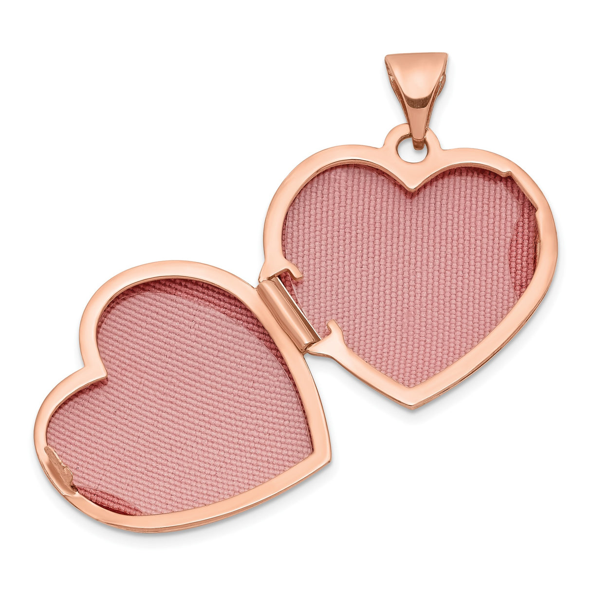 14k Rose Gold Heart Locket Pendant with Polished Finish, Classic Romantic Keepsake Jewelry for Women