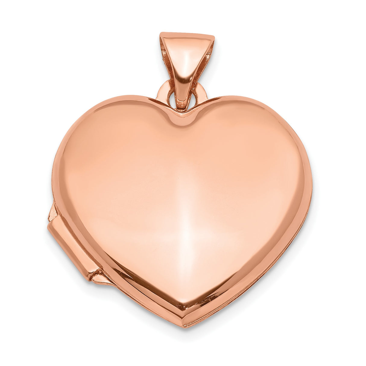 14k Rose Gold Heart Locket Pendant with Polished Finish, Classic Romantic Keepsake Jewelry for Women