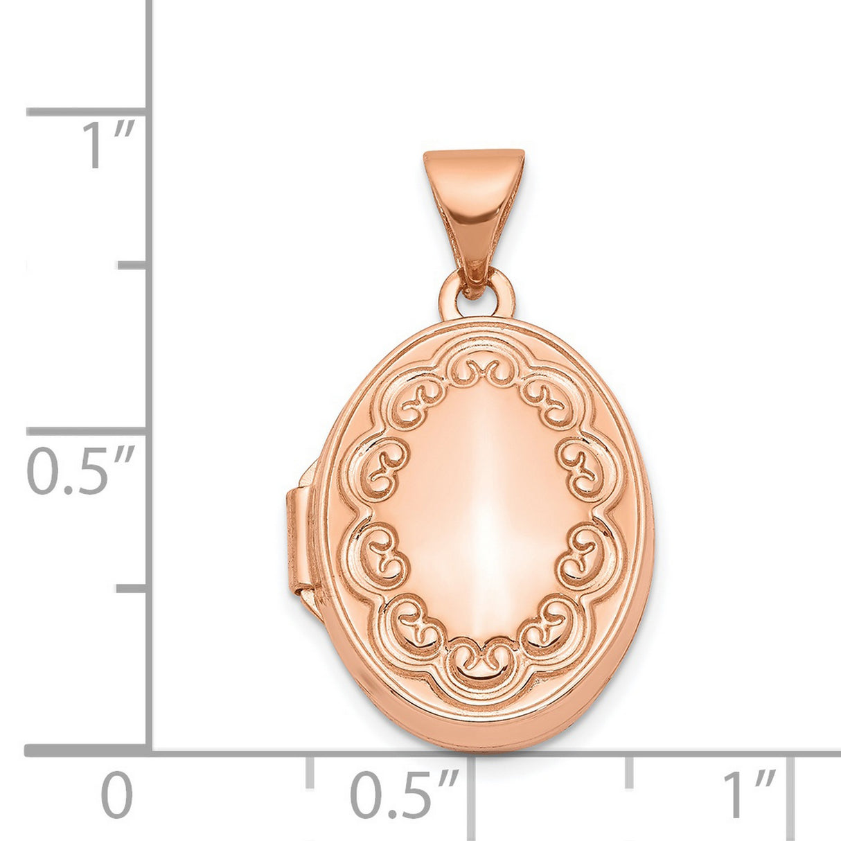 14k Rose Gold Oval Locket Pendant with Filigree Scroll Design, Vintage Style for Women