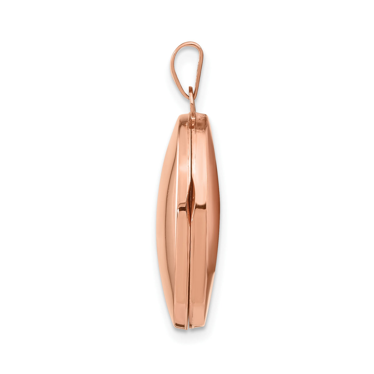 14k Rose Gold Oval Locket Pendant with Hinged Opening, Polished Minimalist Memory Charm for Women