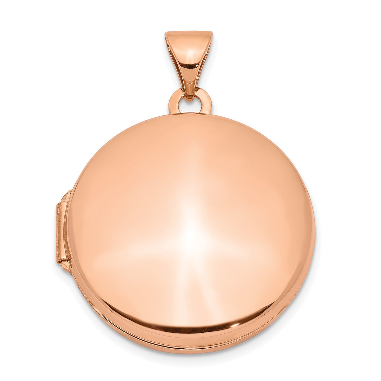 14k Rose Gold Locket Pendant, Round Plain Smooth Polished Finish, Minimalist Keepsake Jewelry