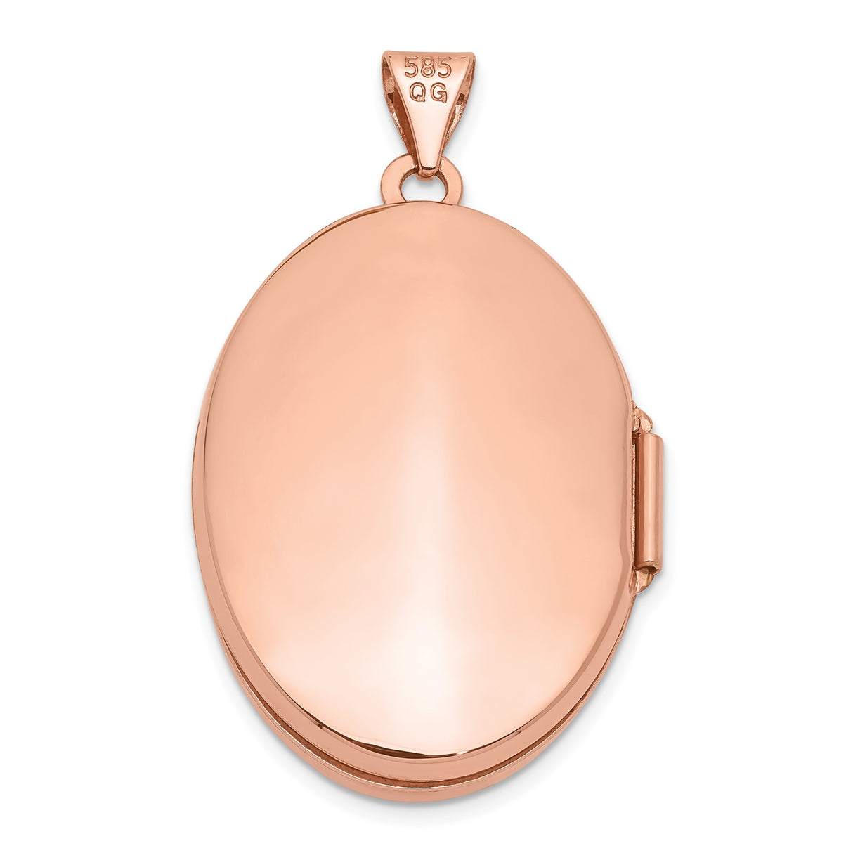 14k Rose Gold Oval Locket Pendant with Hinged Design and Polished Finish