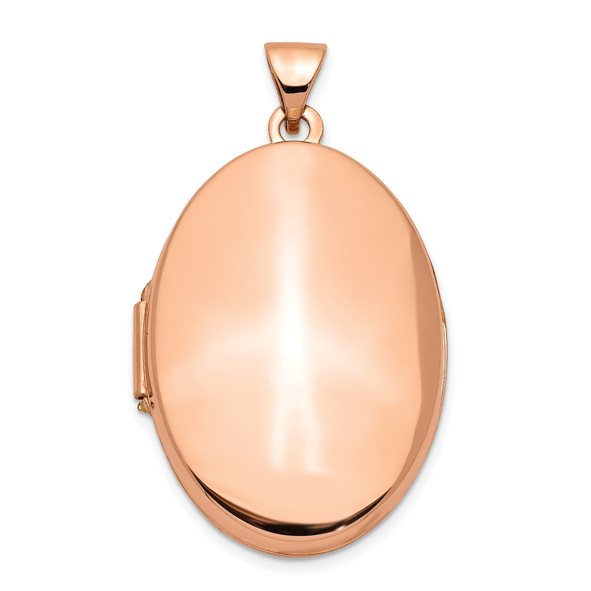 14k Rose Gold Oval Locket Pendant with Hinged Design and Polished Finish