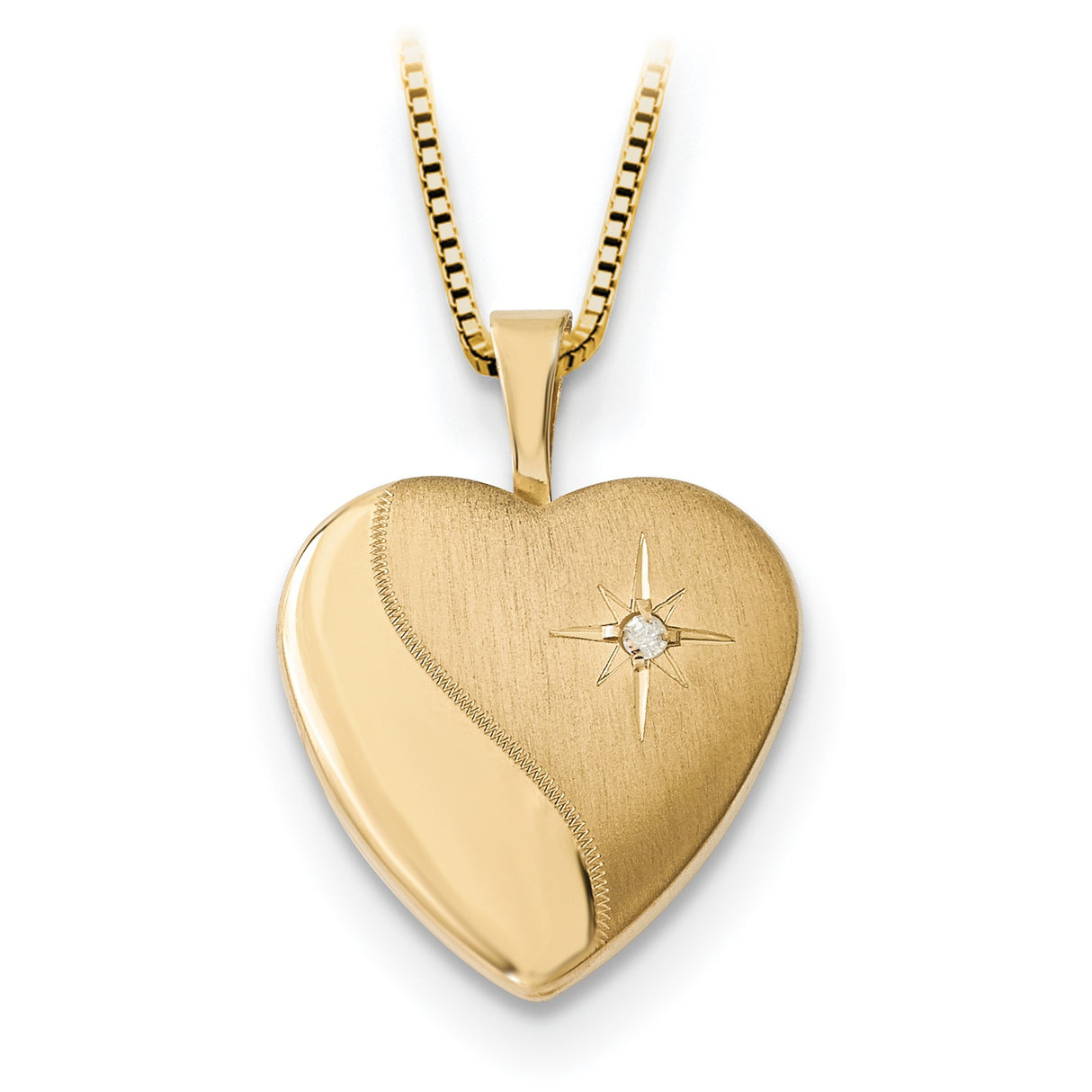 Gold Plated 16mm Diamond Heart Locket Charm Pendant in Real 14k Multi-Tone Gold