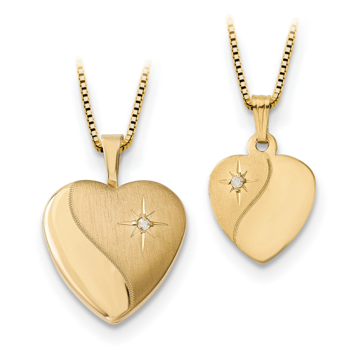 Gold Plated 16mm Diamond Heart Locket Charm Pendant in Real 14k Multi-Tone Gold