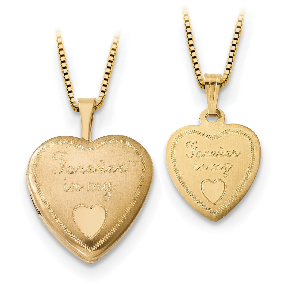 Gold Plated 16mm Forever in Heart Locket Sterling 12mm Charm Pendant in Real 14k Multi-Tone Gold