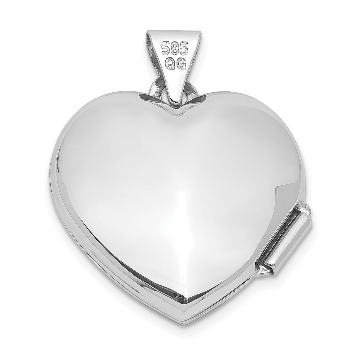 14k White Gold Heart Locket Pendant with Tree of Life on Blue Enamel Background